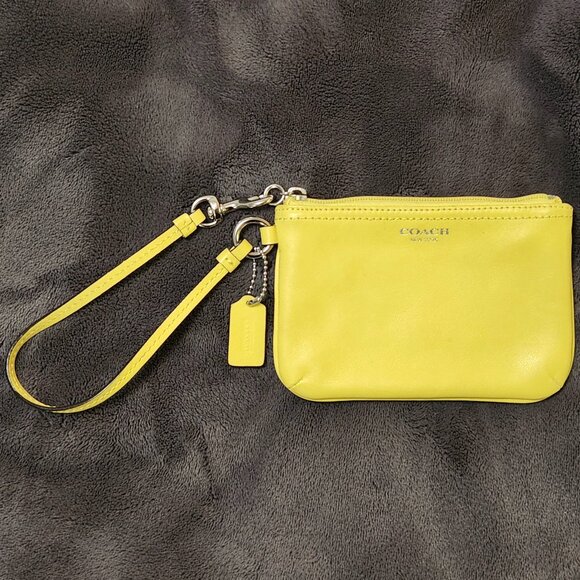 Coach Butter Yellow Leather Wristlet Wallet - Picture 1 of 7